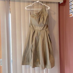 Kennedy Blue gold one sleeve bridesmaid dress